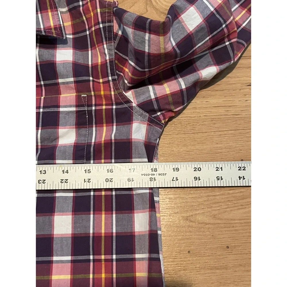 GapKids Button Down Shirt Boys Size L Burgundy Plaid Long Sleeve School Church